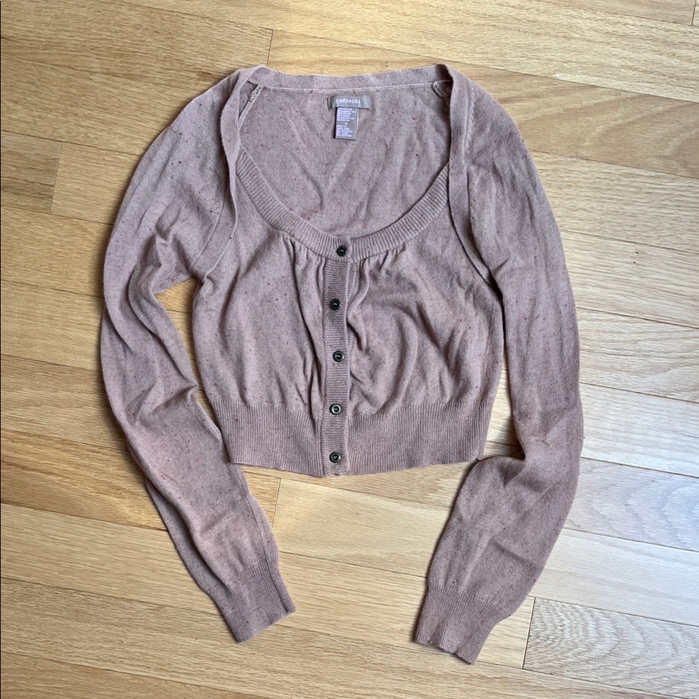 Gadzooks Women's Pink Cropped Cardigan Sweater